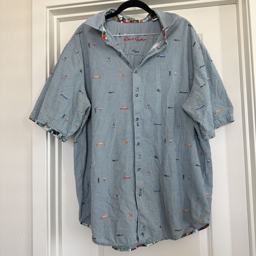 Robert Graham micro gingham button down summer vacation Cuba Island XL